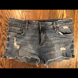 Size 28- lower rise denim cutoff shorts